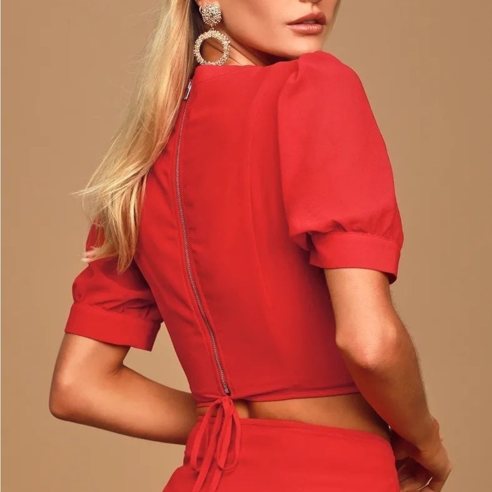 Lulus red two piece set - Picture 4 of 5